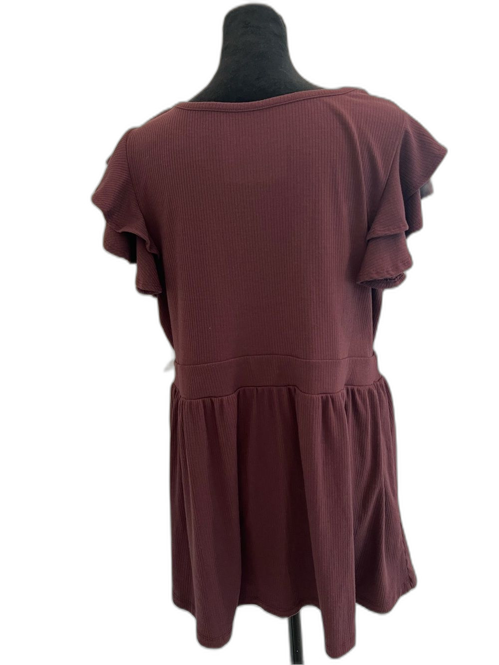 Torrid Super Soft Rib Square Neck Double Ruffle Babydoll Top - Picture 2 of 5